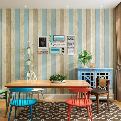 You2wall วอลเปเปอร์ PVC ลาย ไม้ฟ้าครีม สำหรับติดผนังห้องนั่งเล่น ห้องนอน และออฟฟิศ หรือติดเฟอร์นิเจอร์ผิวเรียบ D38